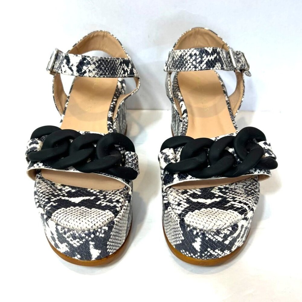 Beutiisoles Black Python Platform Sandals Matte B… - image 1